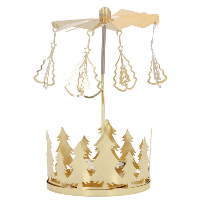 Rotating brass tealight holder with star motif