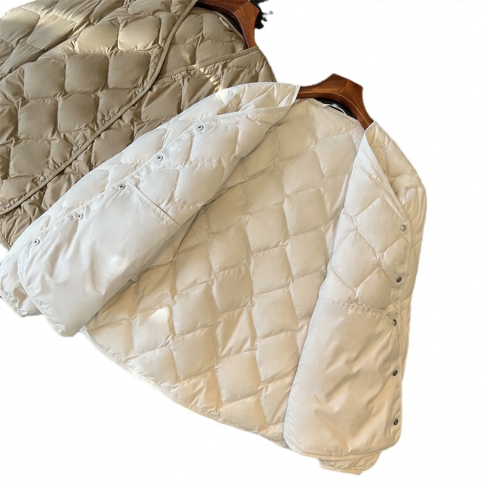 Lightweight Down Jacket, V-Neck, Quilted, Unisex