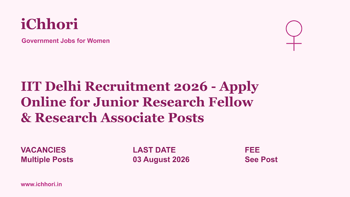 IIT Delhi Recruitment 2026 - Apply Online for Junior Research Fellow & Research Associate Posts - iChhori
