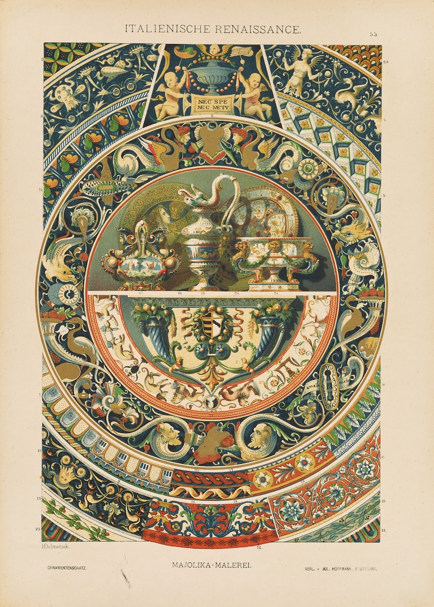 Italienische Renaissance  Majolika Malerei 1887