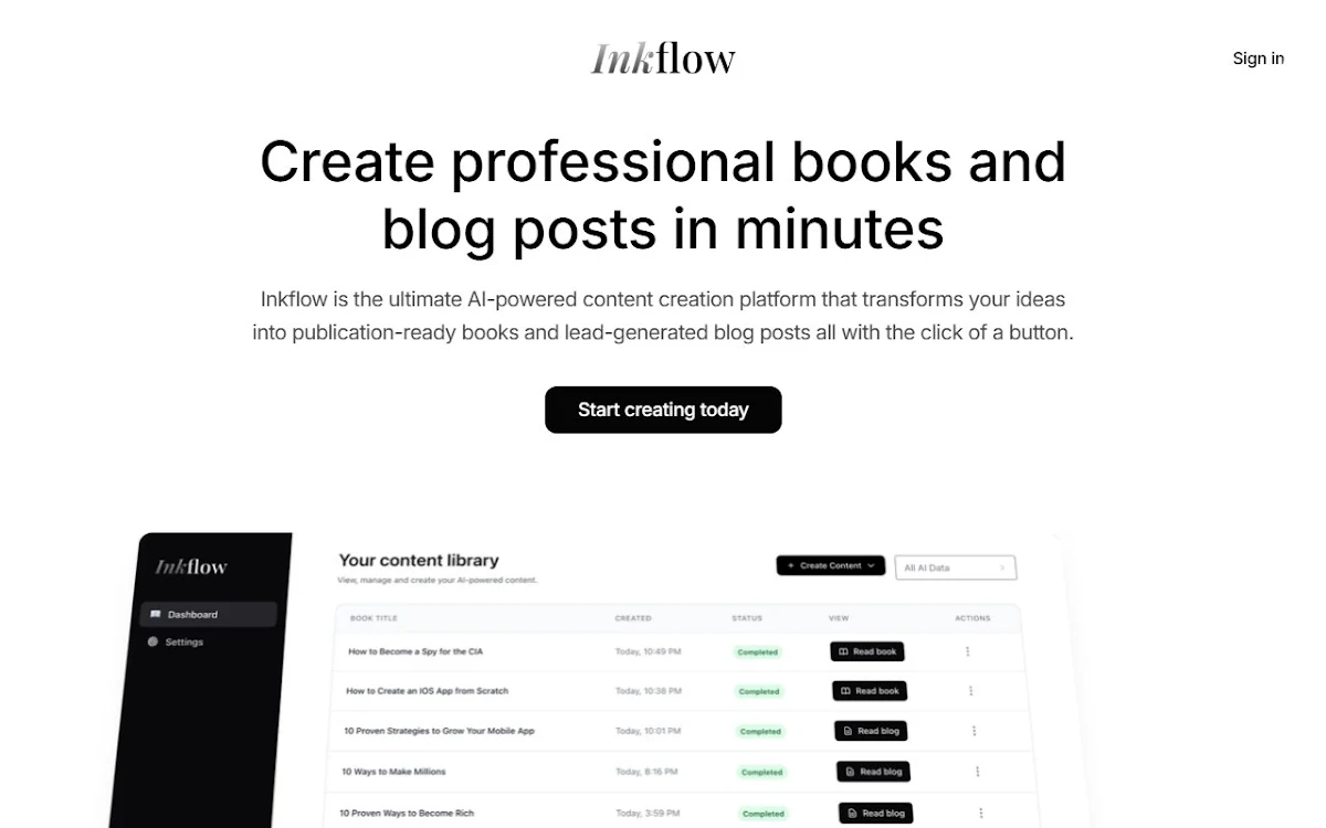 Captura de inkflow.io