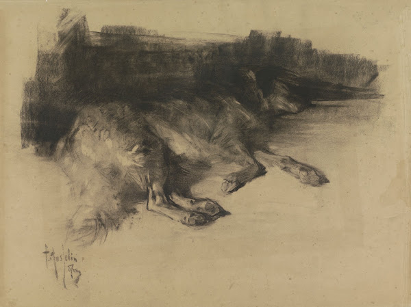Liggende slapende hond 19th century