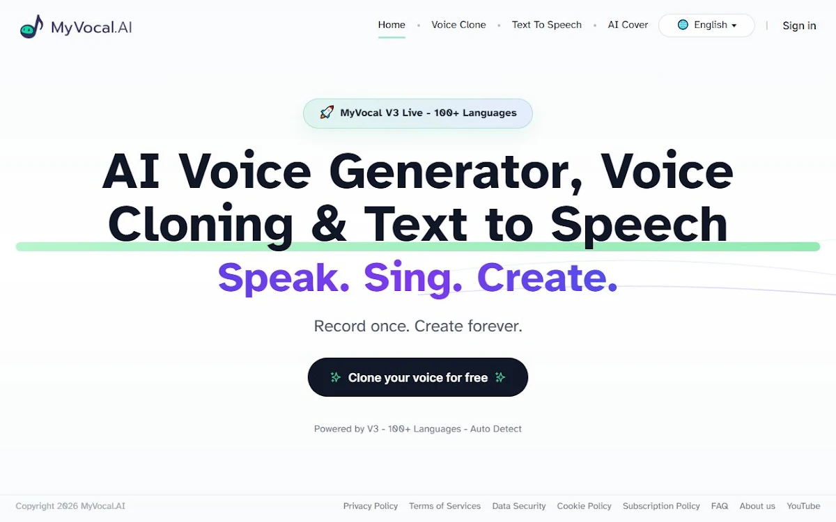 Captura de MyVocal.ai