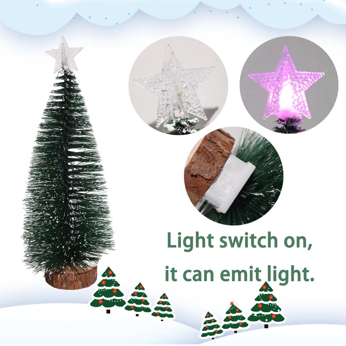 Mini-Weihnachtsbaum mit Beleuchtung und Kunstschnee