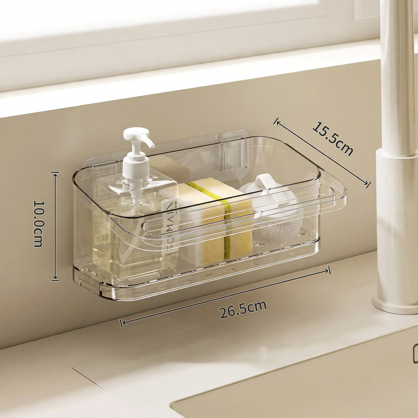 Wall-Mounted Sink Shelf with Draining Area