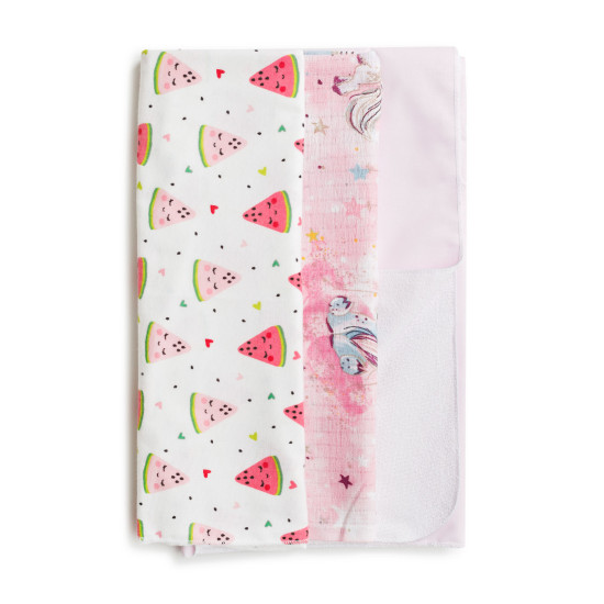 Набір пелюшок Twins 3 шт (фланель, муслін, водонепроникна) мультиколір 