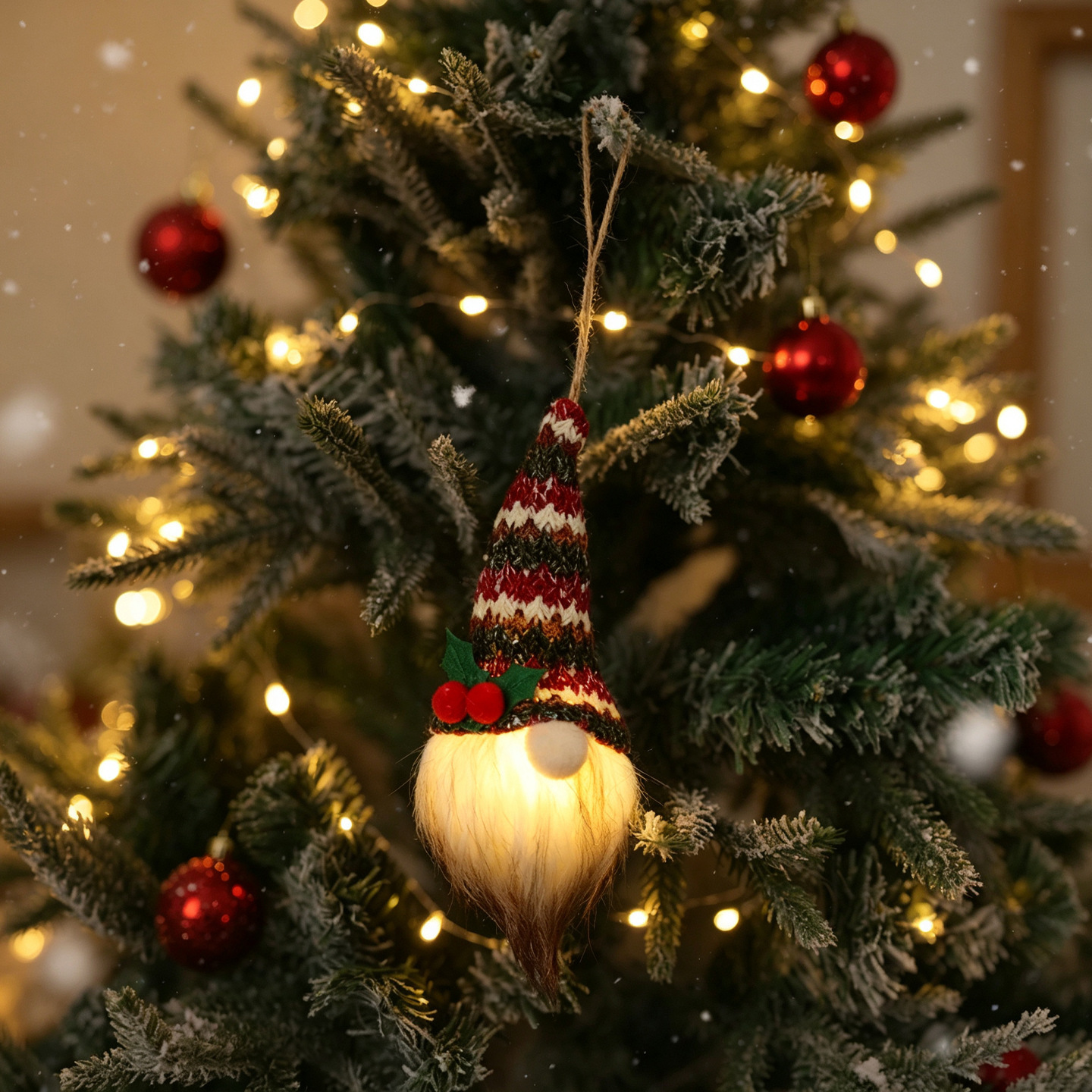 Christmas gnome ornament with knit design