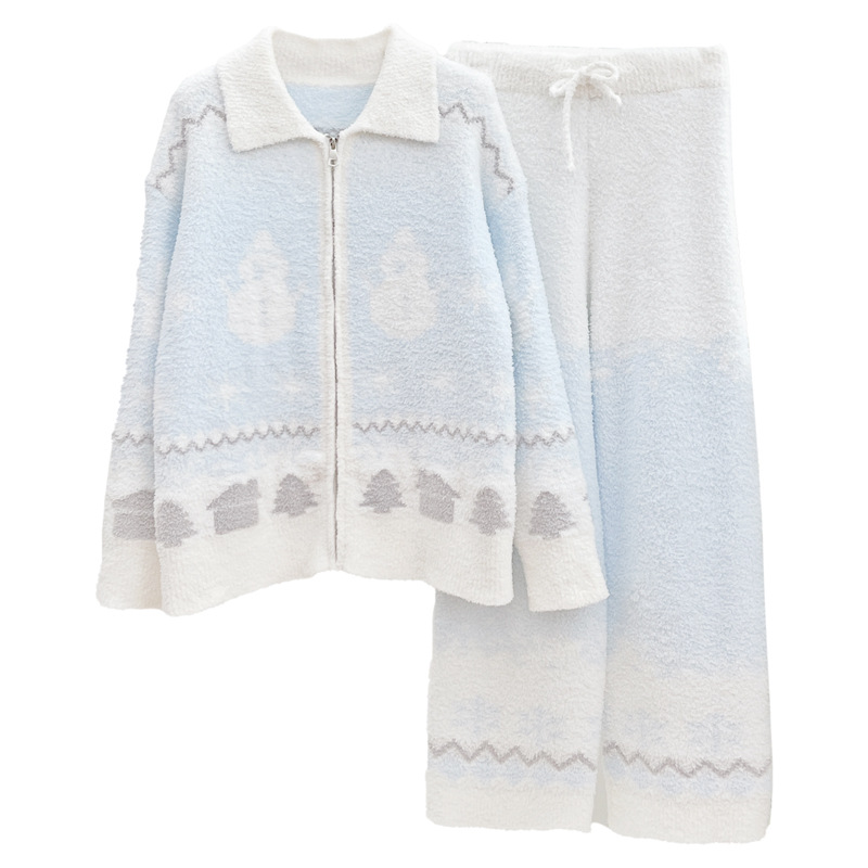 Women's zip-up loungewear with blazer collar