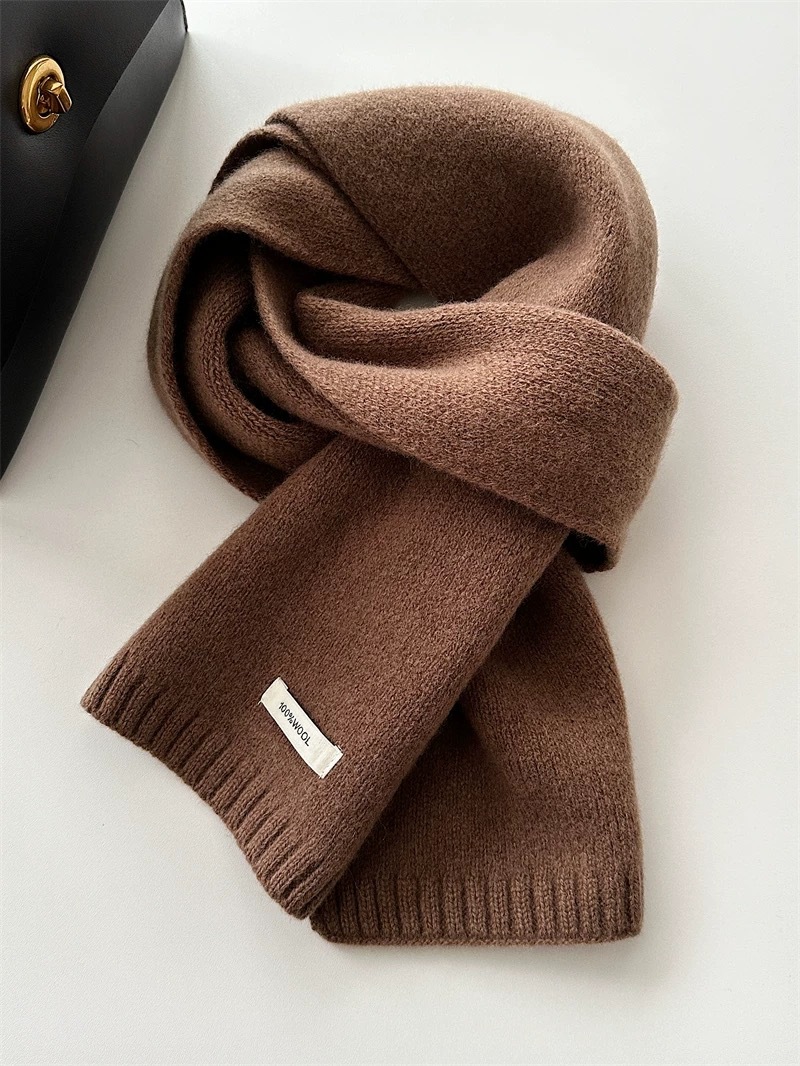 Wool Knit Scarf, 100% Australian Wool, 162x20 cm