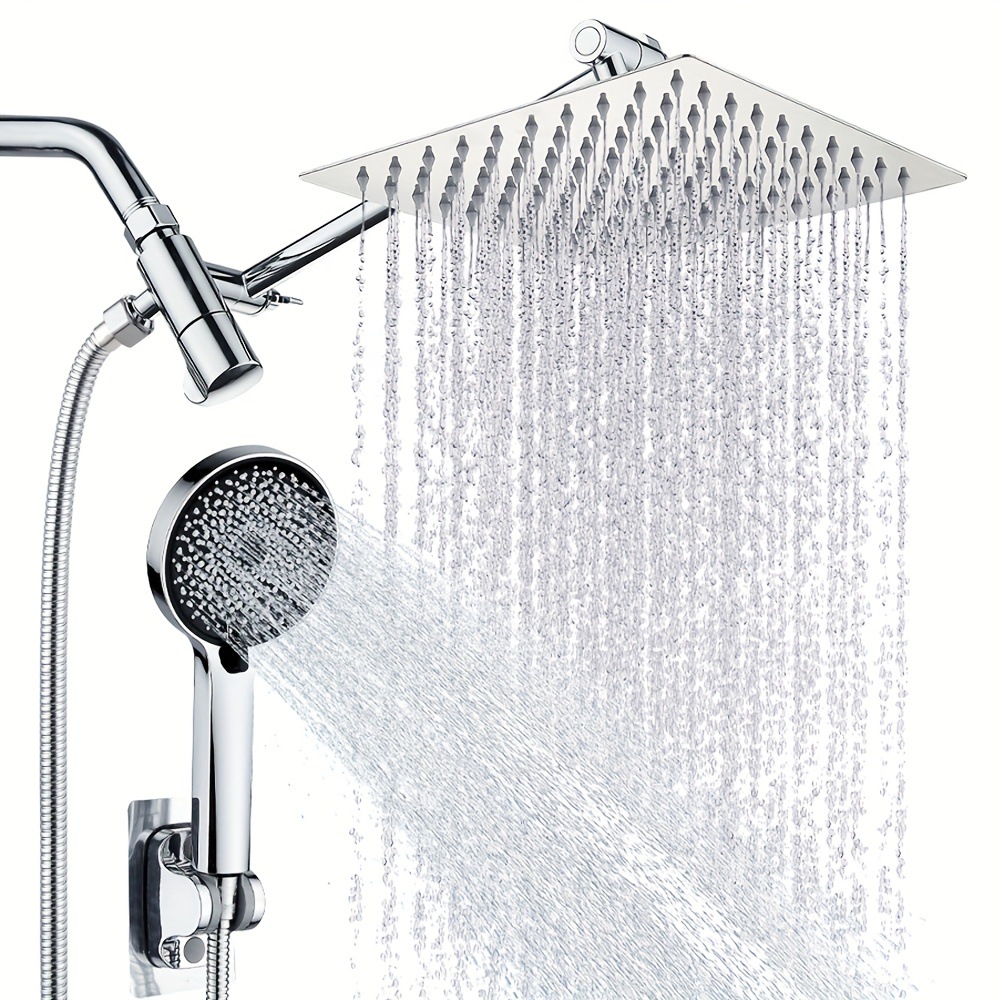 Shower system with rain shower head and hand shower