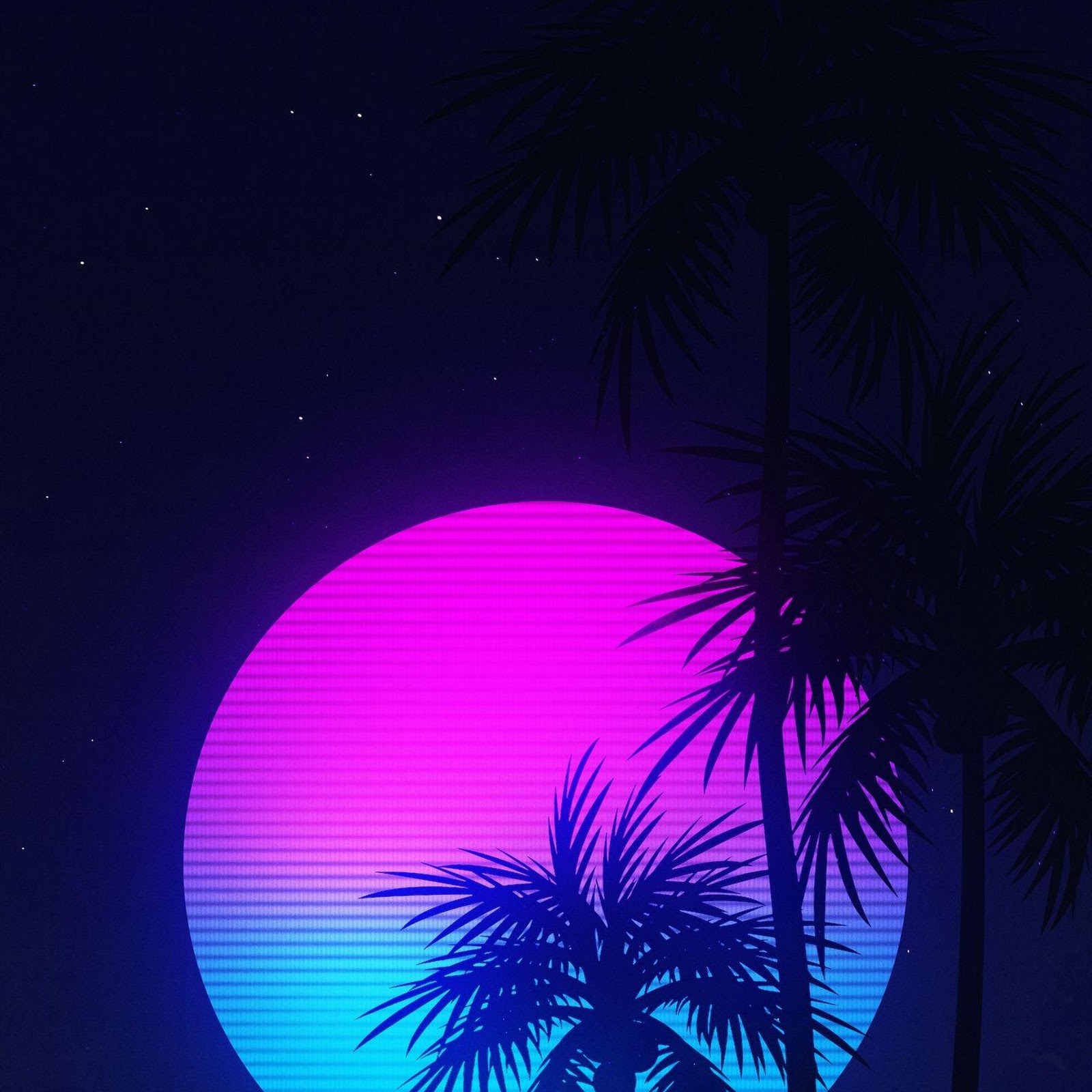 Download Retro Synthwave Palm Trees 2K iPhone