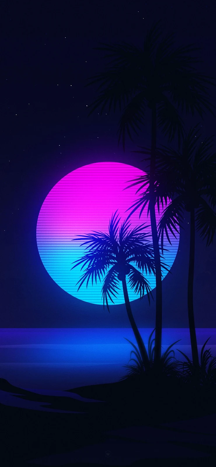 Retro Synthwave Palm Trees - Synthwave Digital Art 2K iPhone Wallpaper (1463x3165)