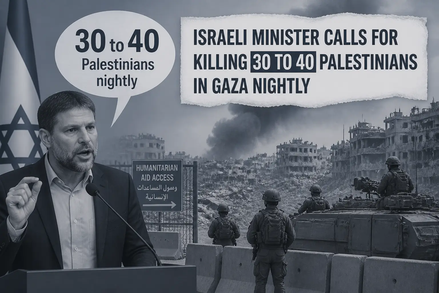 Editorial image for Israeli minister calls for killing 30 to 40 Palestinians in Gaza nightly