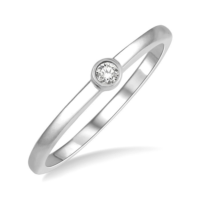Stackable Bezel Set Petite Diamond Fashion Promise Ring