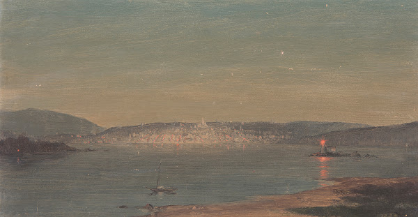 Night View of a Seaport probably 186869