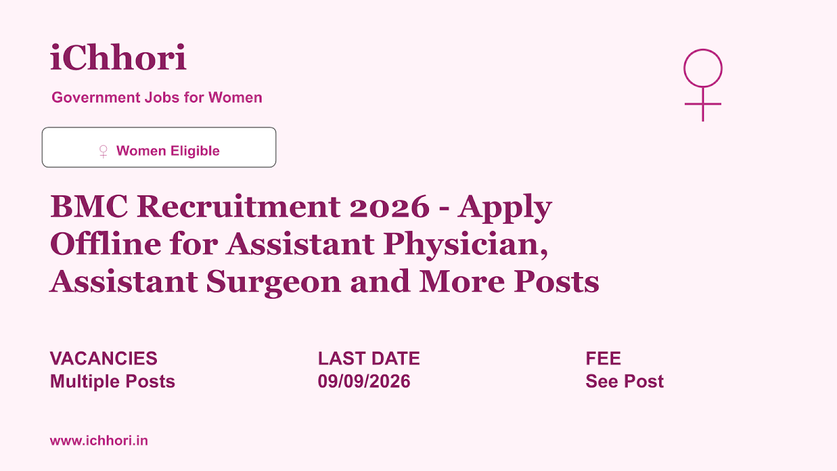 BMC Recruitment 2026 - Apply Offline for Assistant Physician, Assistant Surgeon and More Posts - iChhori