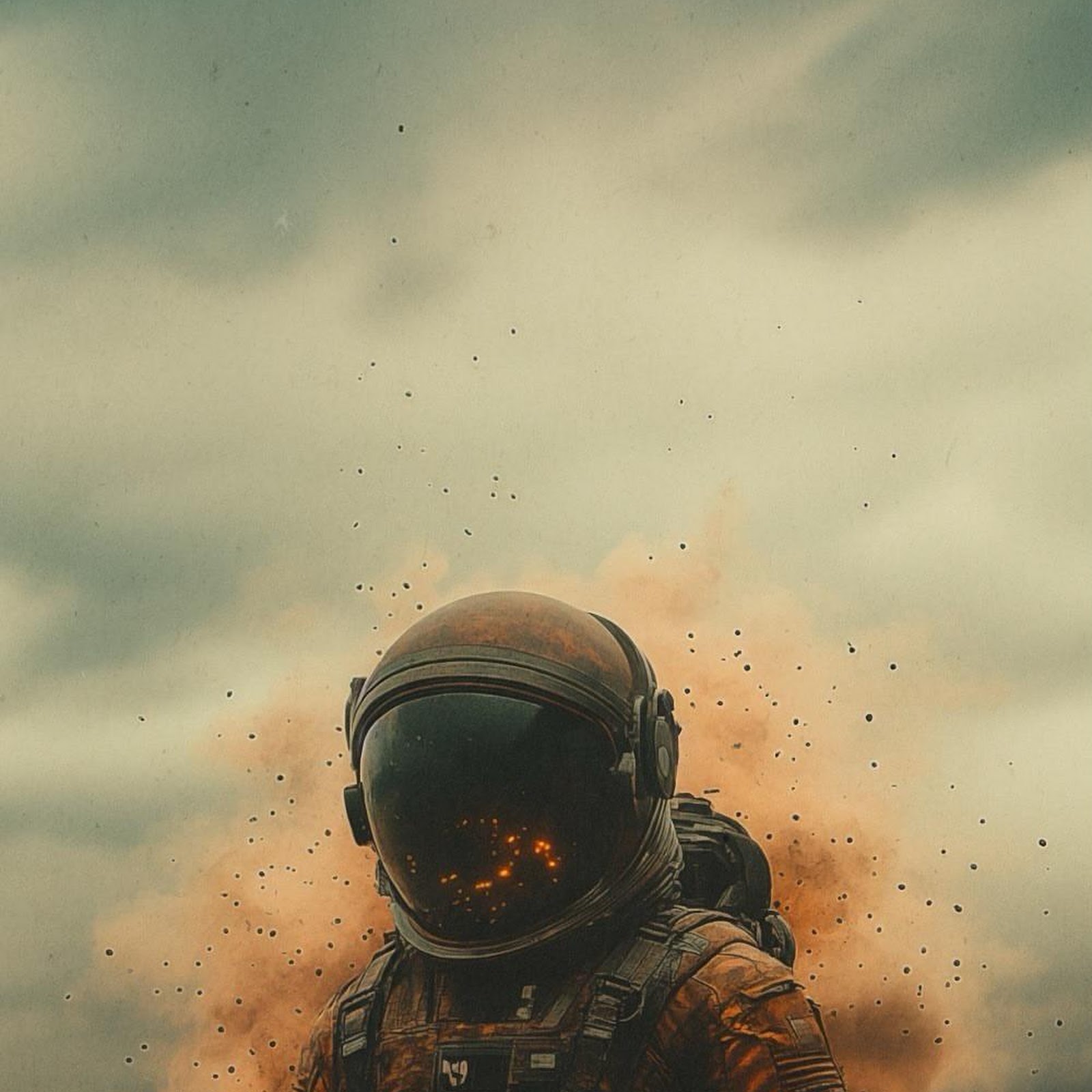 Download Astronaut Standing In Fiery Smoke iPhone