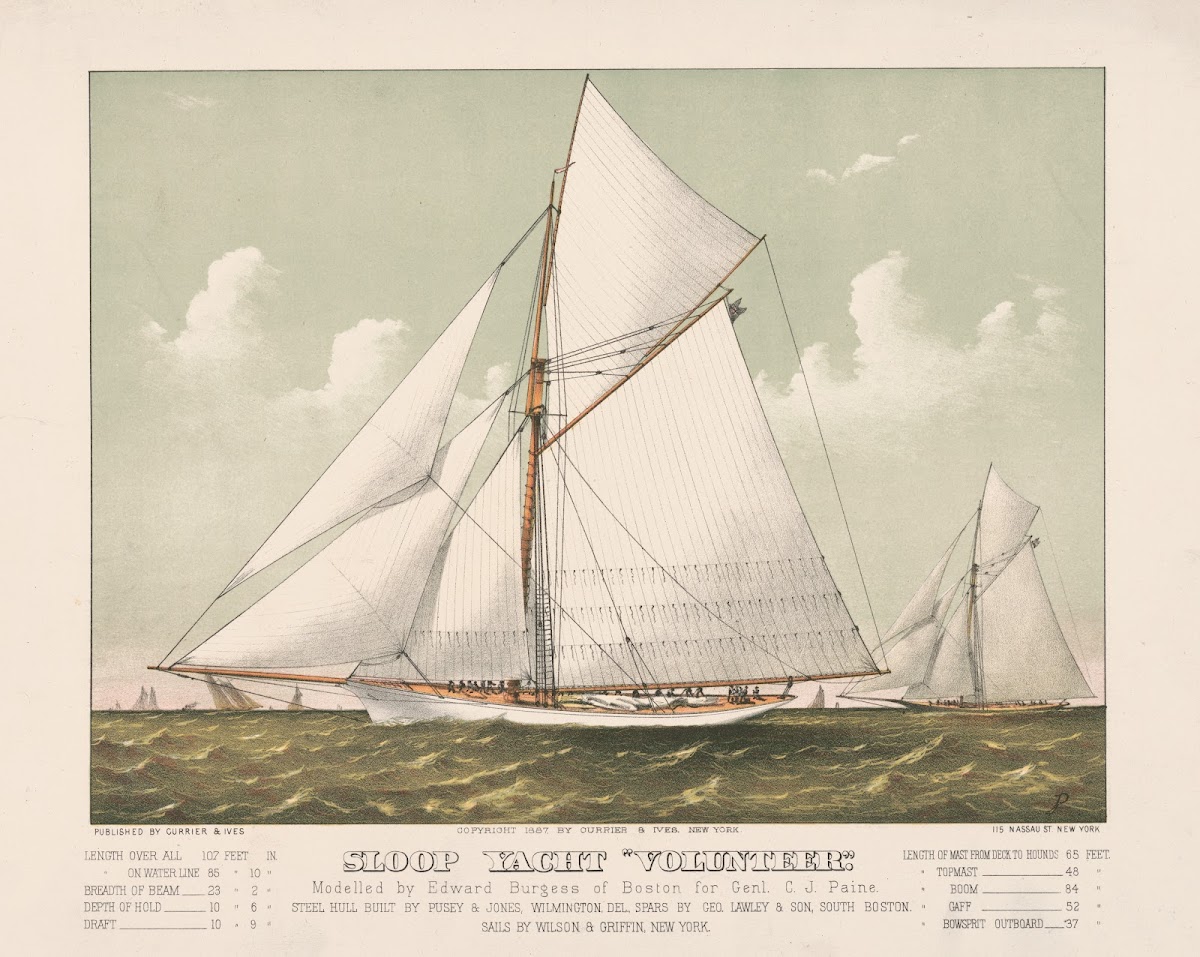 Sloop yacht Volunteer modelled by Edward Burgess of Boston for Genl CJ Paine 188