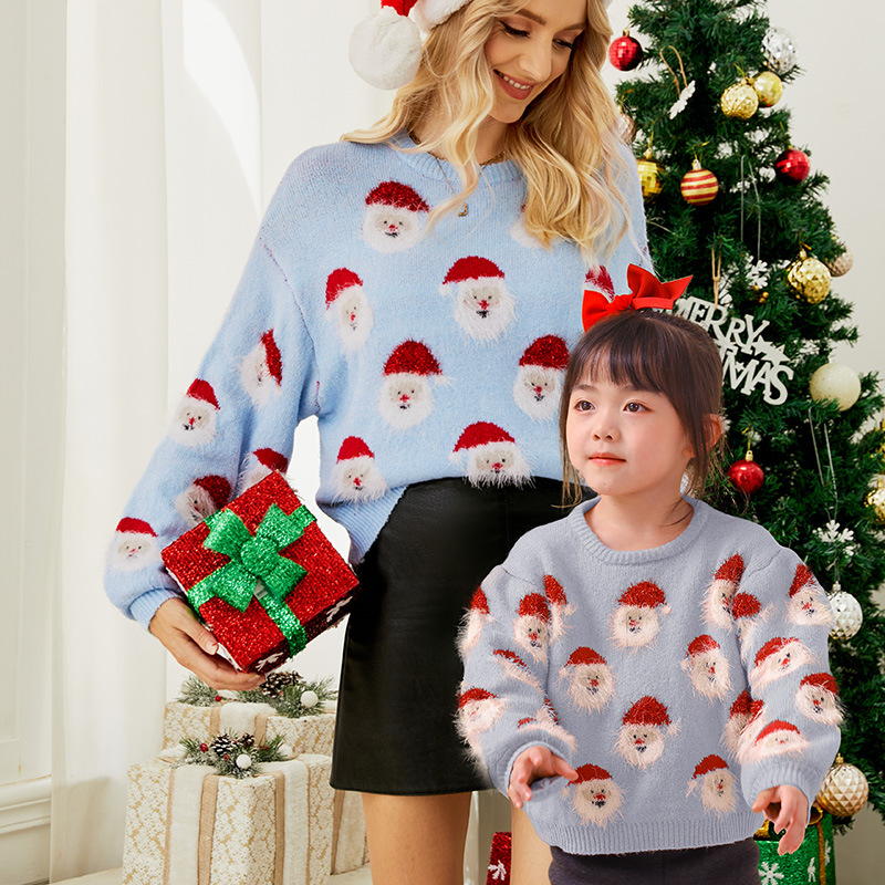 Women’s Christmas Sweater with Santa Claus Motif