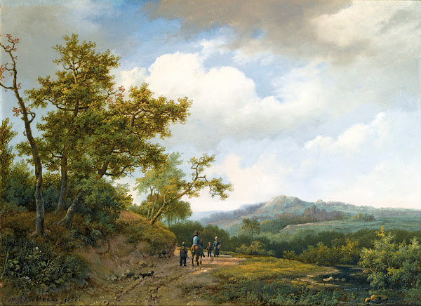 Figures On A Sandy Track In A Hilly Landscape 1858