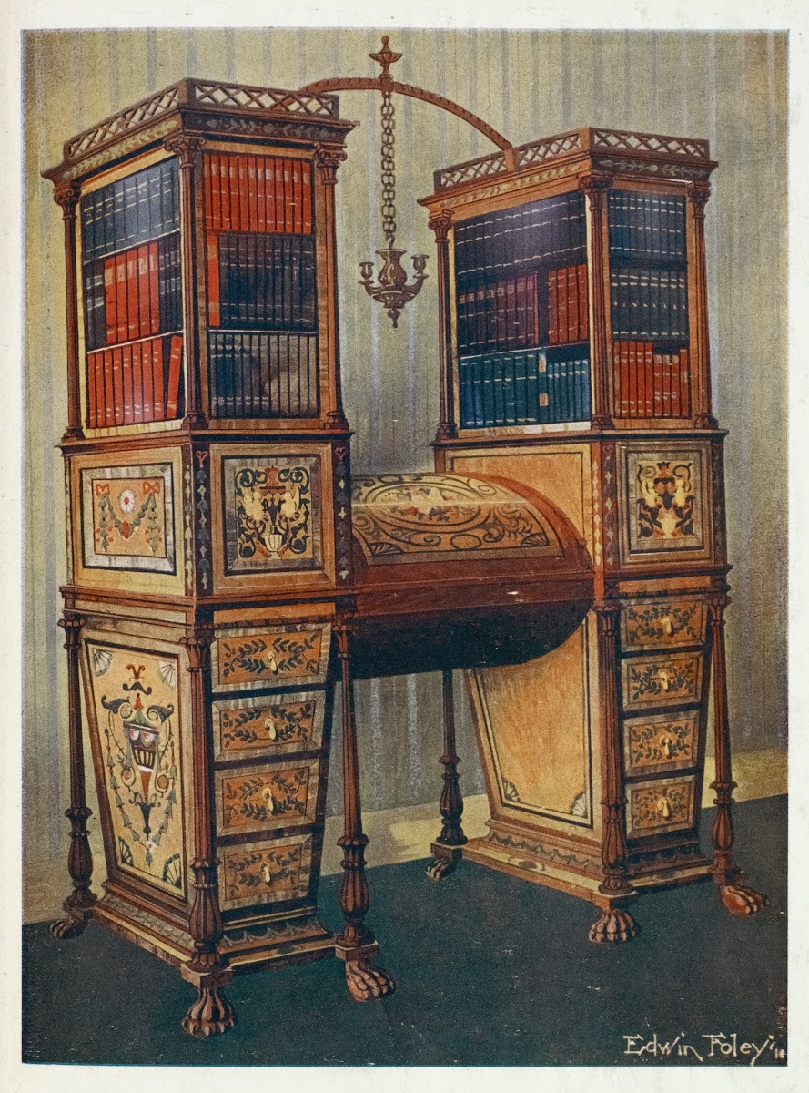 The sisters inlaid double secrétaire and bookcase cabinet 1910   1911