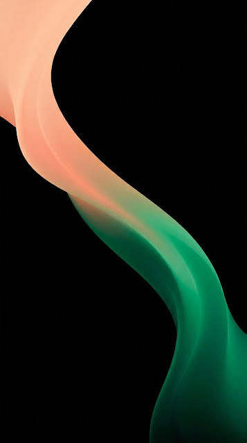 Abstract Minimalist Peach and Emerald Wave on Black - Free mobile Wallpaper
