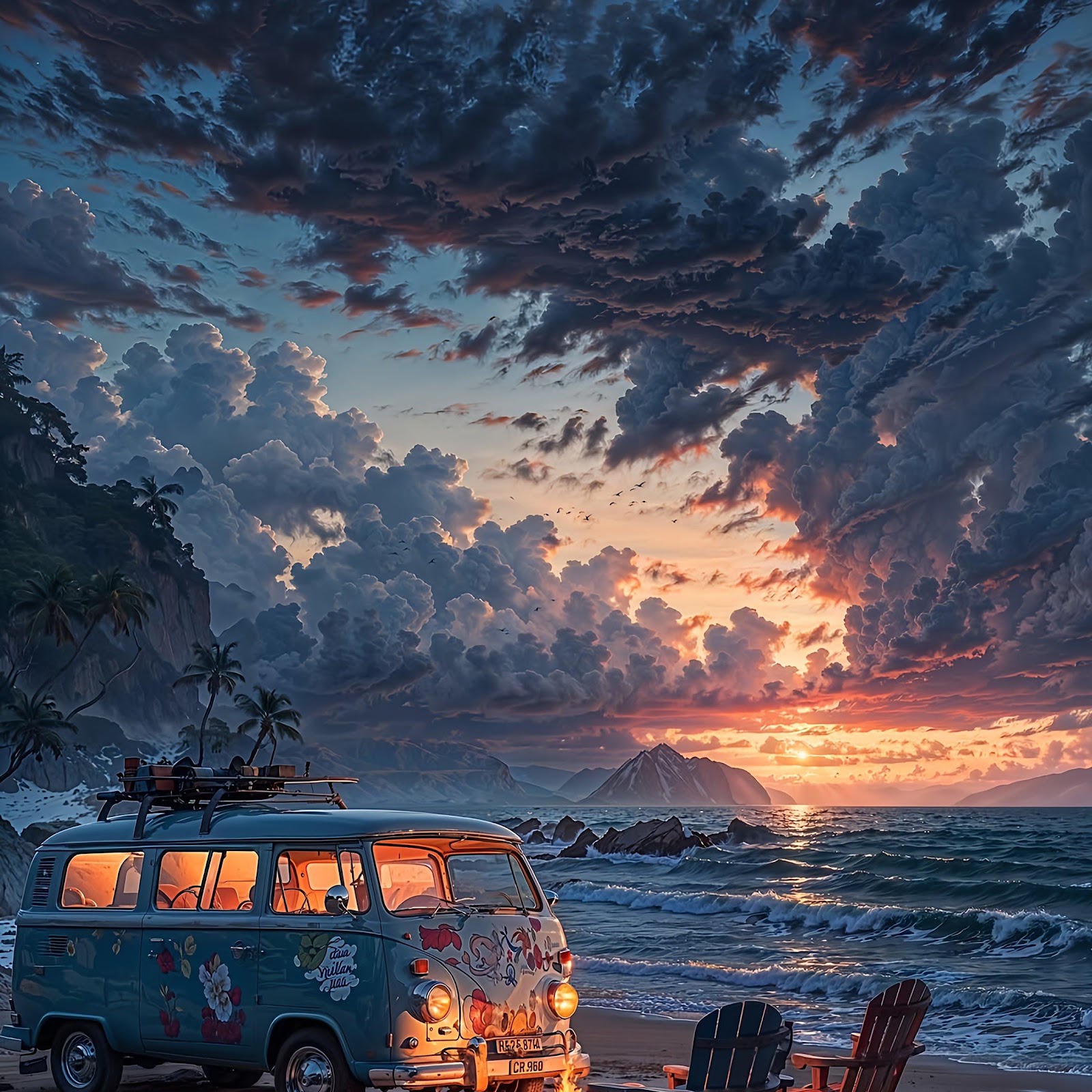 Download Classic Volkswagen Camper Van Sunset 4K iPhone