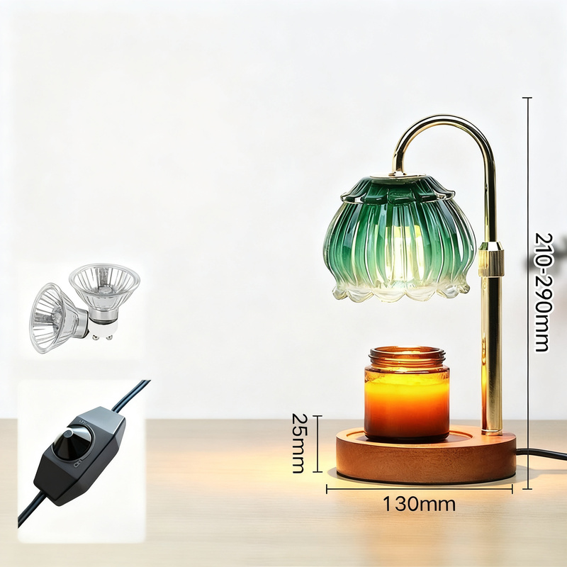 Wax melt lamp with wooden base