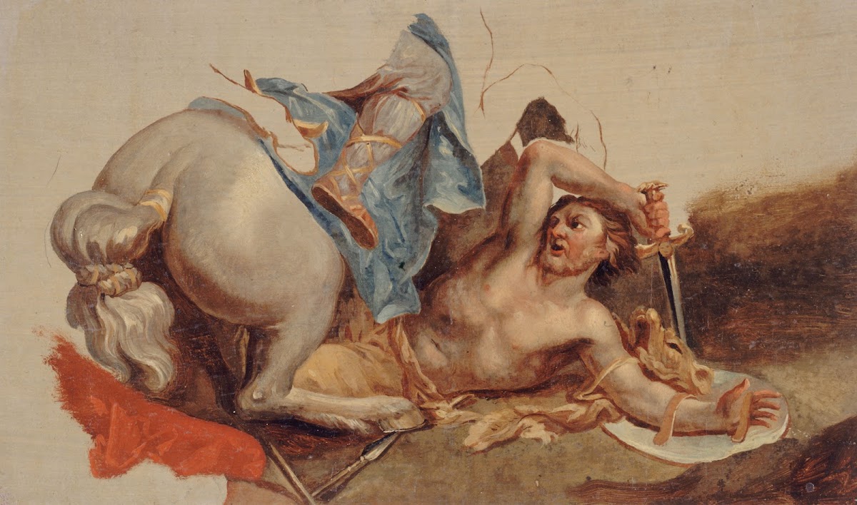 Étude de cheval et de cavalier tombé daprès Le Brun