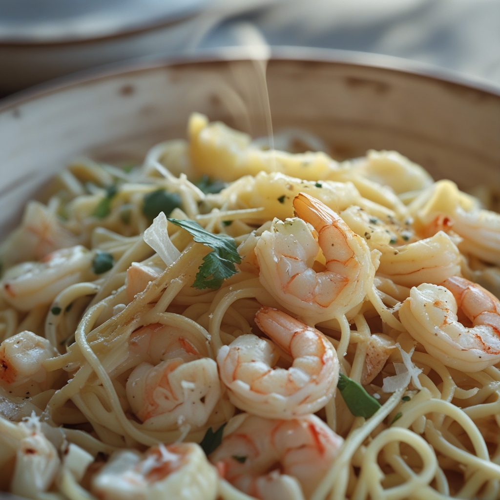 Lemon‑Garlic Shrimp & Creamy Avocado Pasta