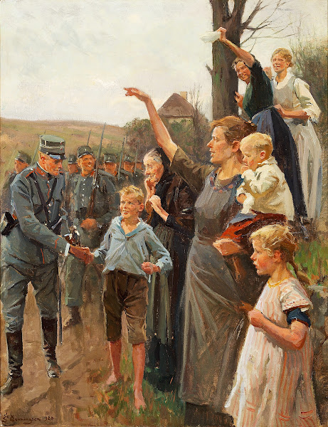 Danske soldater på march efter indtoget i Nordslesvig 1920