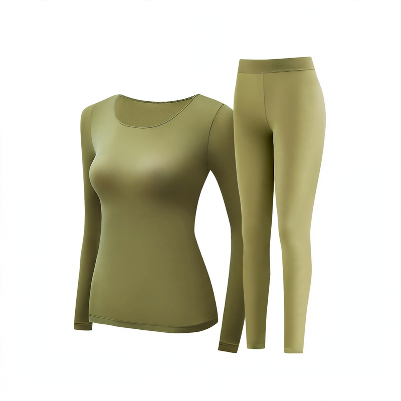 Damen Thermo-Unterwäsche, elastisch, einfarbig, Rundhals