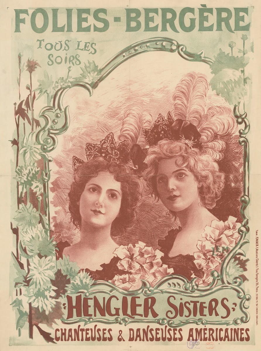 Folies Bergère tous les soirs Henglers Sisters chanteuses et danseuses américain