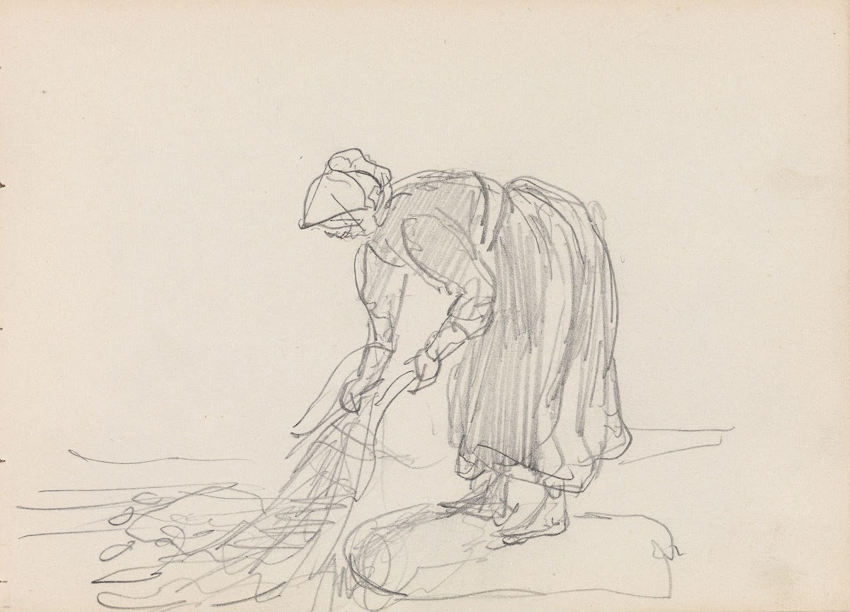 Kvinne som trekker garn 1868