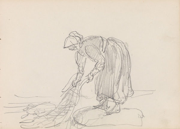 Kvinne som trekker garn 1868