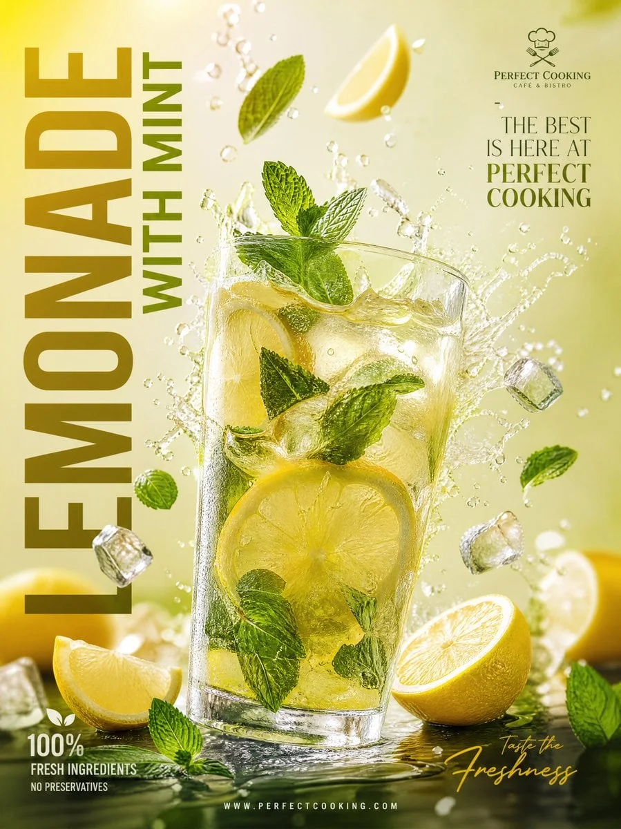 Anuncio ultrarrealista de limonada premium