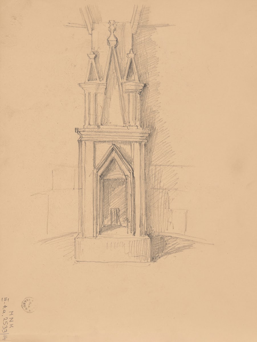 Sketch of the ruins of the castle in Smoleń 1860