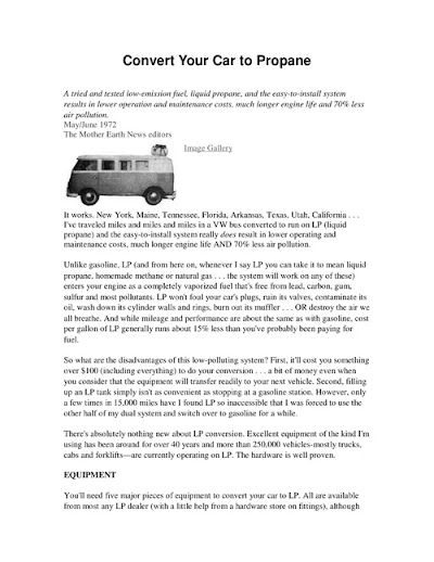 Convert Your Car To Propane 2008