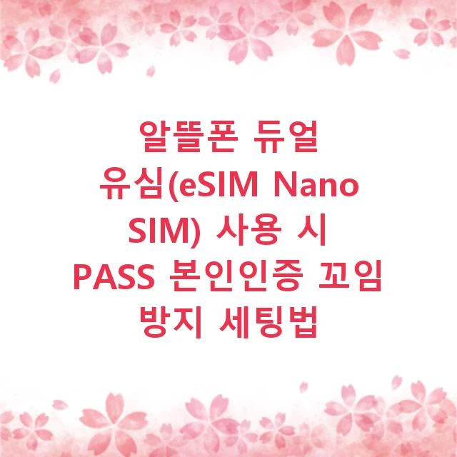 알뜰폰 듀얼 유심(eSIM Nano SIM) 사용 시 PASS 본인인증 꼬임 방지 세팅법
