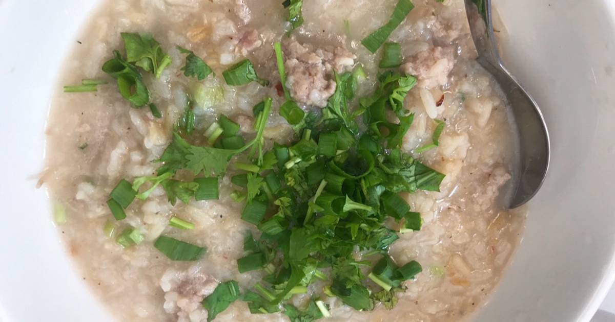 Cháo gạo rang thịt băm
