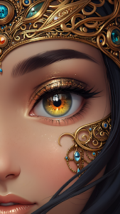 Ornate Gold Crown and Gemstone Eye Adornment