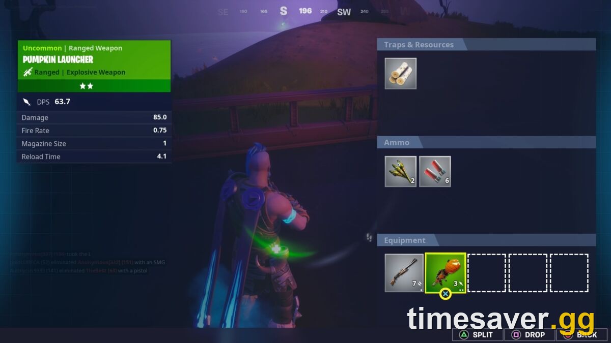 The Pumpkin Launcher, a returning Halloween weapon in Fortnite's inventory during Fortnitemares