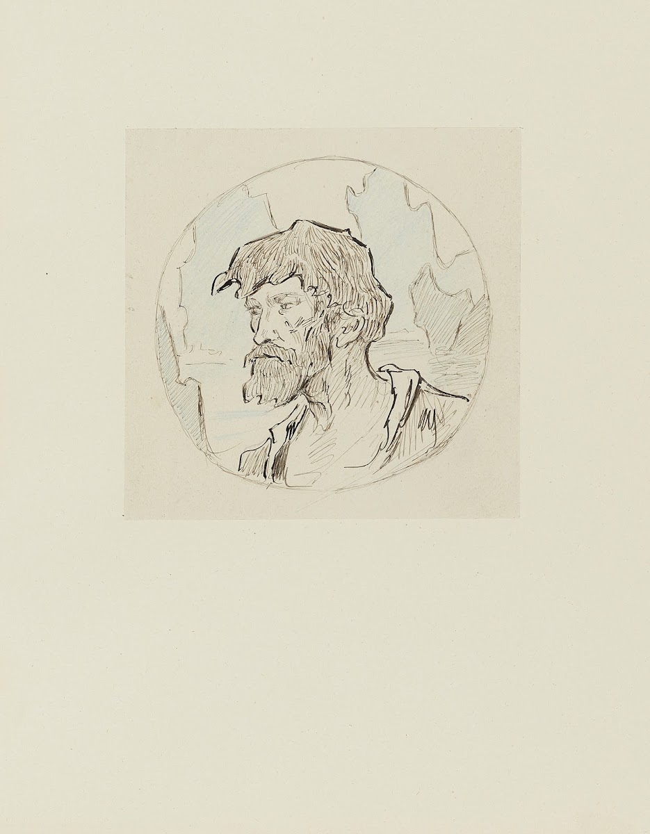 Gilliatt devant les rochers Douvres  dessin non utilisé 1920 1921