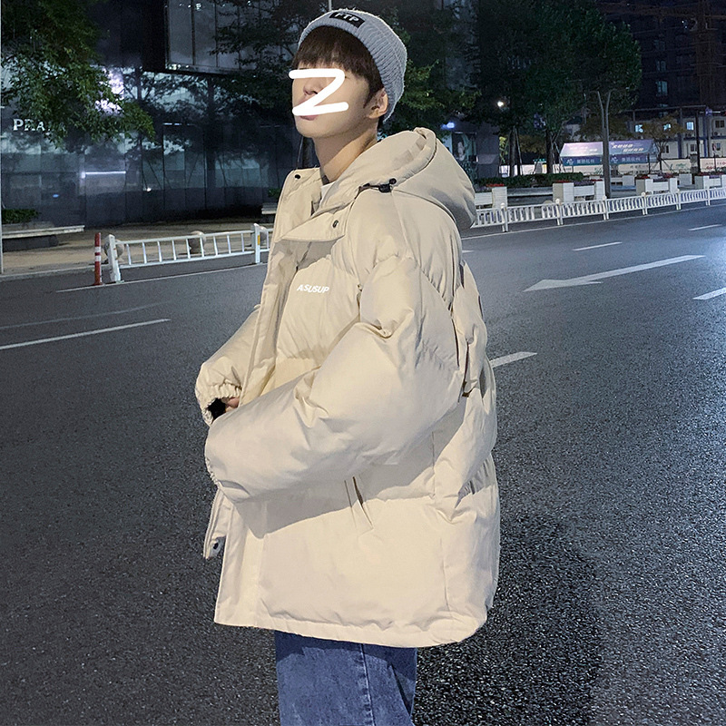 Padded men's hooded jacket in oversized style