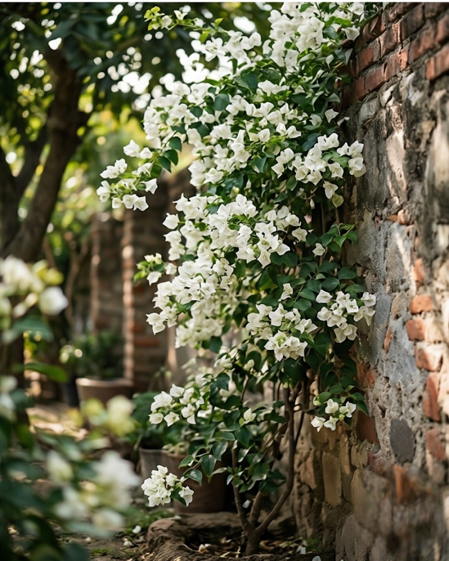 Imported Flame White Bougainvillea Plant — view 1