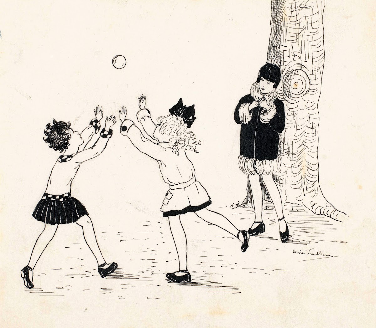 Meisjes spelen met bal 1925