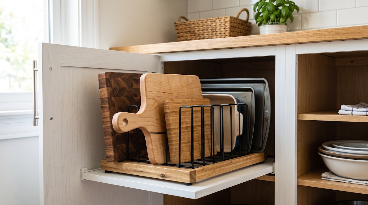 Best Cutting Board Organizers for Kitchen Cabinets (2026) - BEST COMPACT — IN CONTEXT