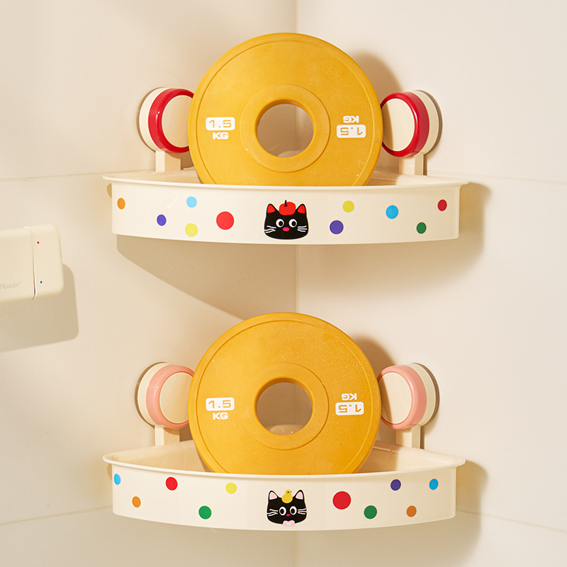 Triangle shelf with suction cup, wall-mounted