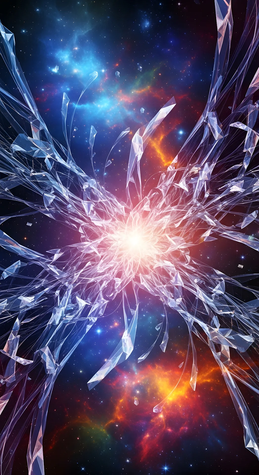 Cosmic Crystal Shatter Explosion in Nebula - Free 4K mobile Wallpaper