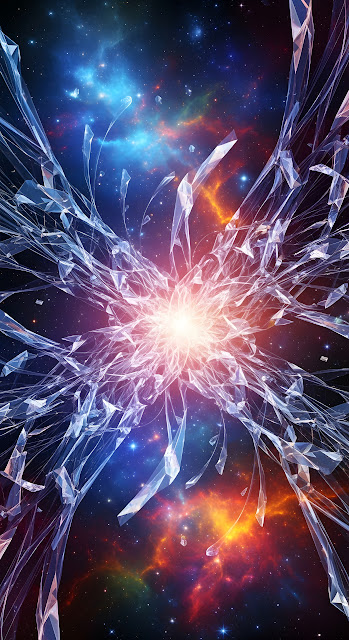 Cosmic Crystal Shatter Explosion in Nebula - Free mobile Wallpaper